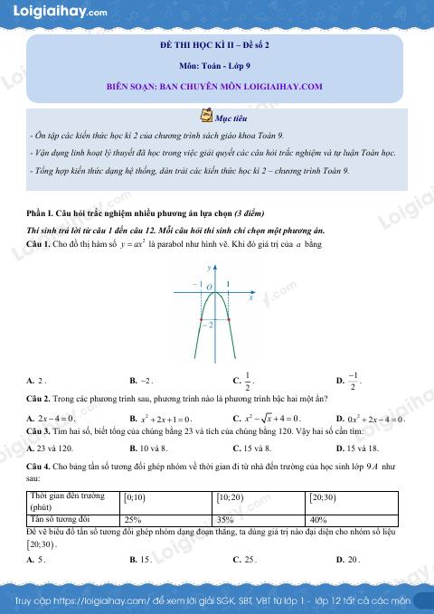 Đề thi học kì 2 Toán 9 - Đề số 2
